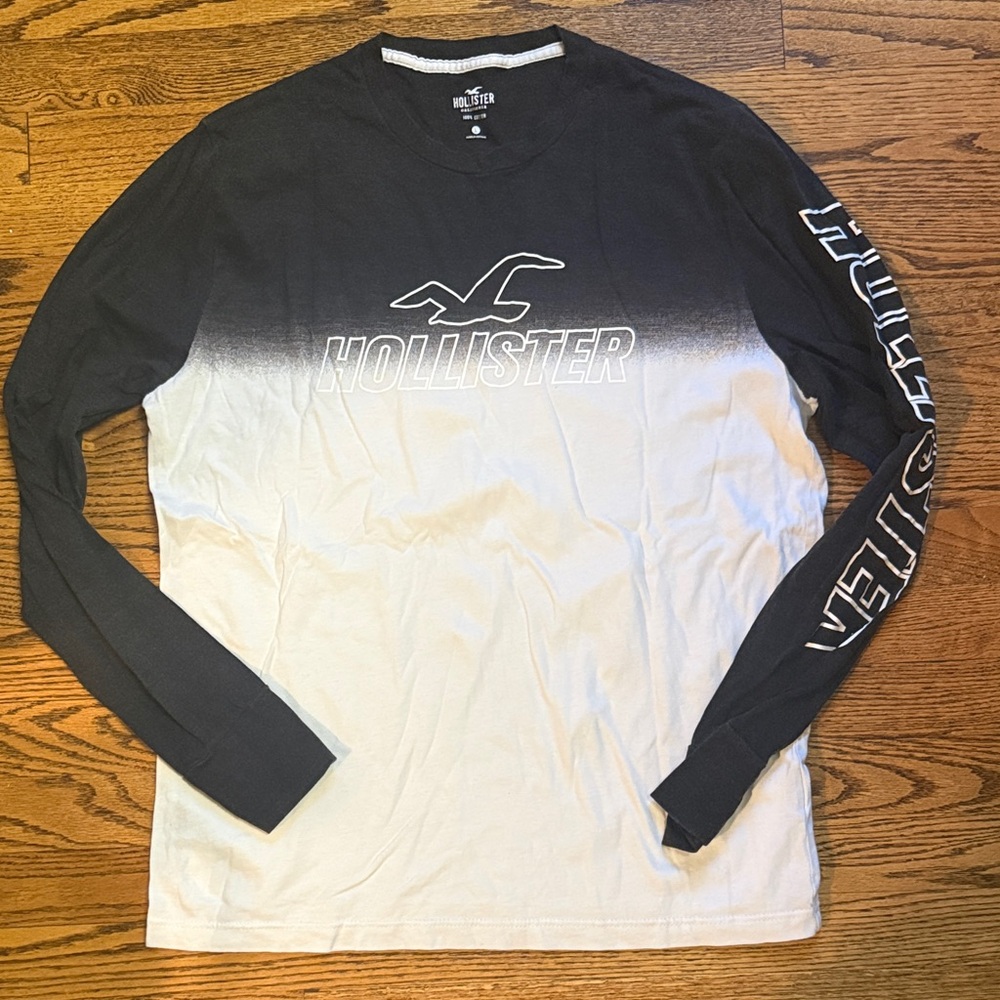 Hollister Gradient Black and White Long Sleeve Tee